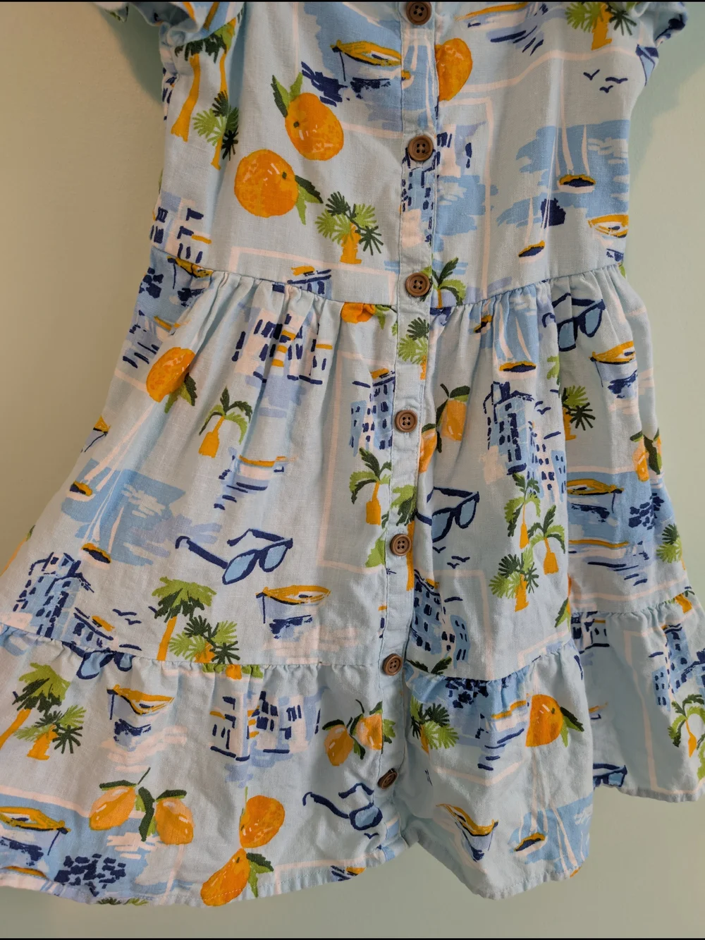 Gymboree Light Blue Tropical Button-Front Sundress